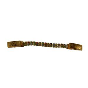 Vintage Multi-Color Rhinestone Double Ended With Gold Tone Floral Clasps